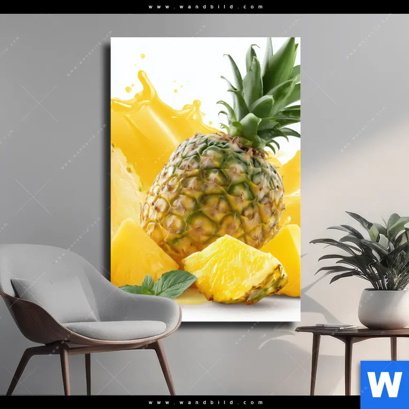 Leinwandbild | Tropische Frische - Ananas-Explosion | Hochformat