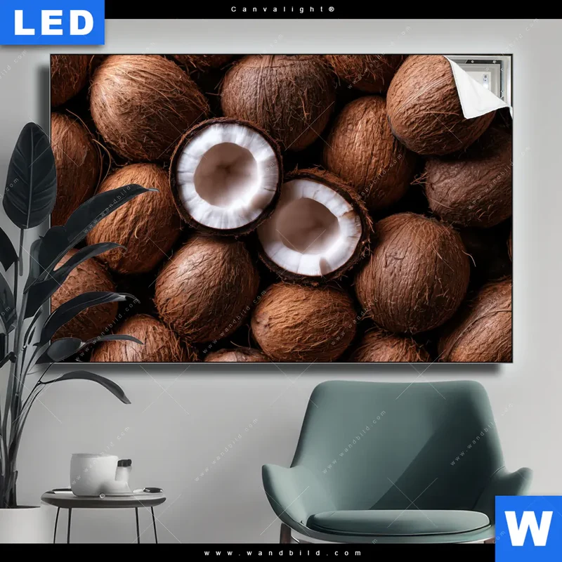 Canvalight® Leuchtbild | Tropische Kokosnüsse – Exotischer Genuss | Querformat