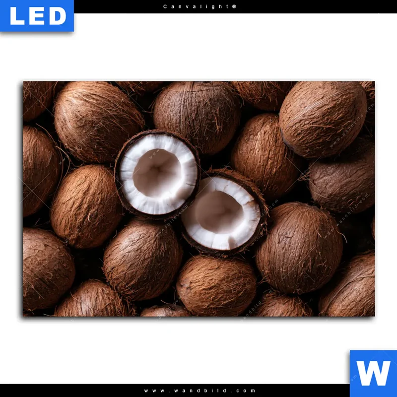 Canvalight® Leuchtbild | Tropische Kokosnüsse – Exotischer Genuss | Querformat