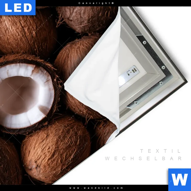Canvalight® Leuchtbild | Tropische Kokosnüsse – Exotischer Genuss | Querformat