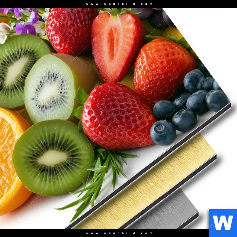 Aluminiumbild gebürstet | Exotische Früchte und Beeren | Rund