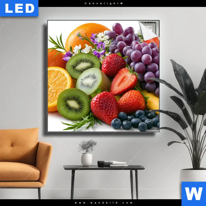 Canvalight® Leuchtbild | Exotische Früchte und Beeren | Quadrat