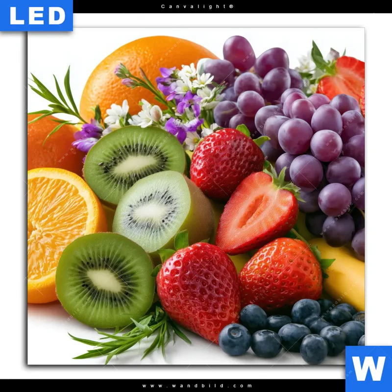 Canvalight® Leuchtbild | Exotische Früchte und Beeren | Quadrat