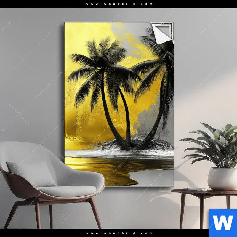 Spannbild | Palmenparadies im Goldglanz | Hochformat