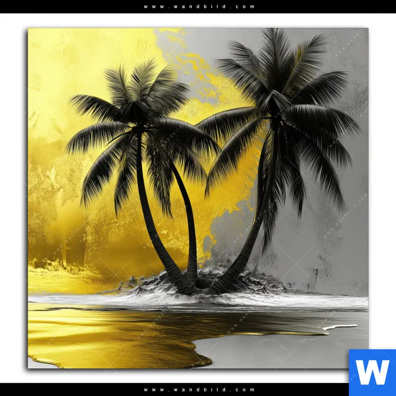 Poster | Palmenparadies im Goldglanz | Quadrat