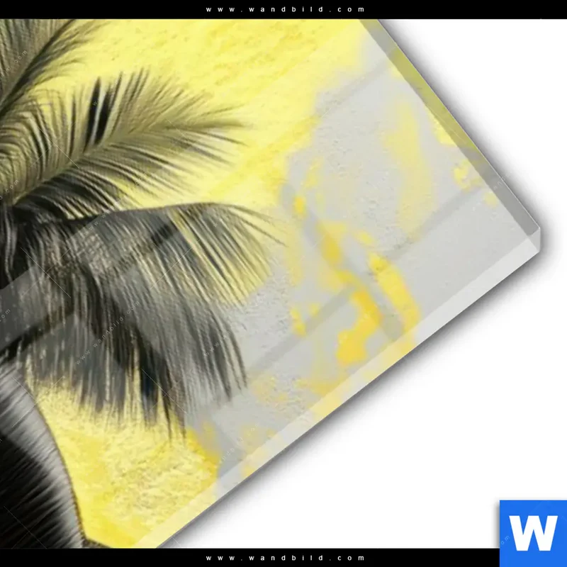 Acrylglasbild | Palmenparadies im Goldglanz | Schmal
