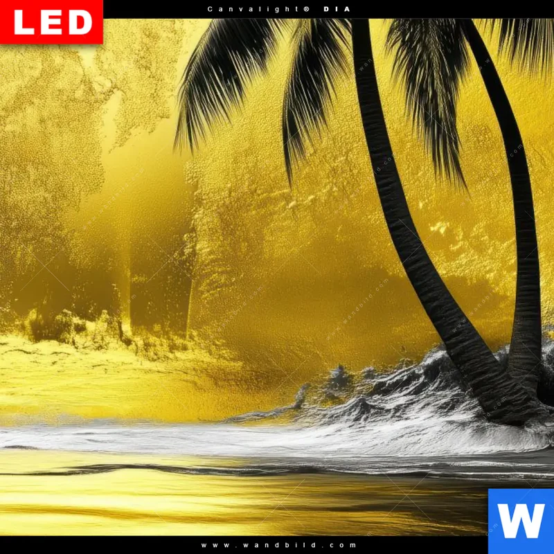 Wechselmotiv Acrylglas Canvalight® DIA | Palmenparadies im Goldglanz | Querformat