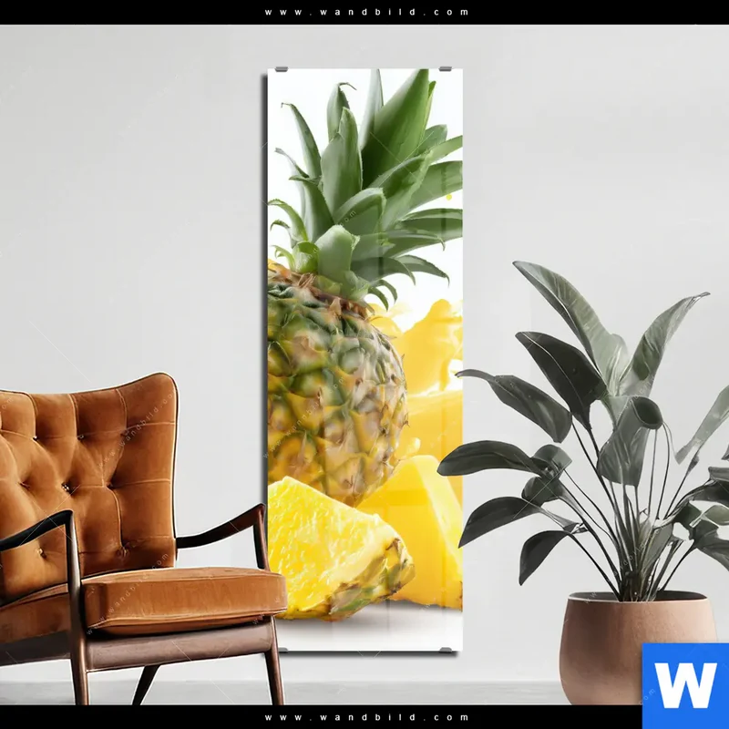 Acrylglasbild | Tropische Frische - Ananas-Explosion | Schmal