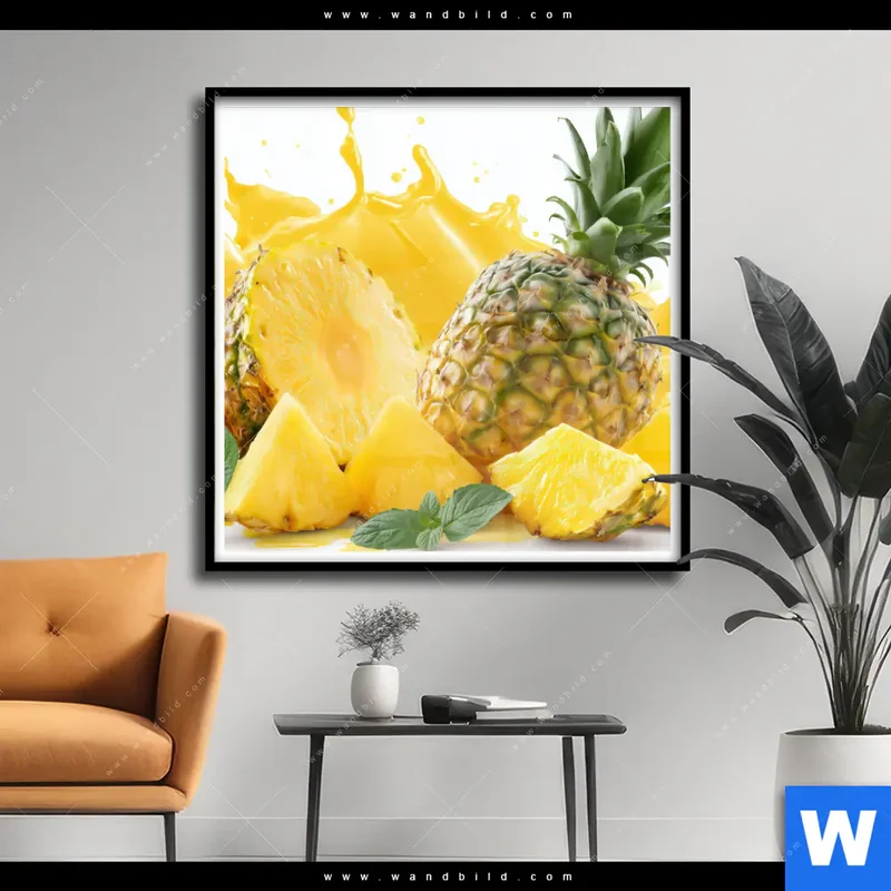 Poster | Tropische Frische - Ananas-Explosion | Quadrat