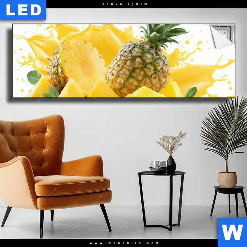 Canvalight® Leuchtbild | Tropische Frische - Ananas-Explosion | Panorama