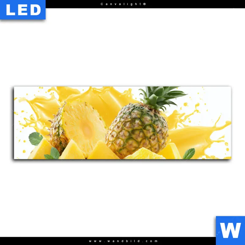Canvalight® Leuchtbild | Tropische Frische - Ananas-Explosion | Panorama