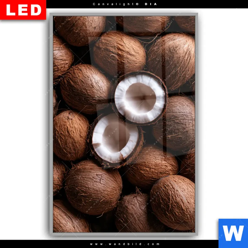 Leuchtbild Acrylglas Canvalight® DIA | Tropische Kokosnüsse – Exotischer Genuss | Hochformat