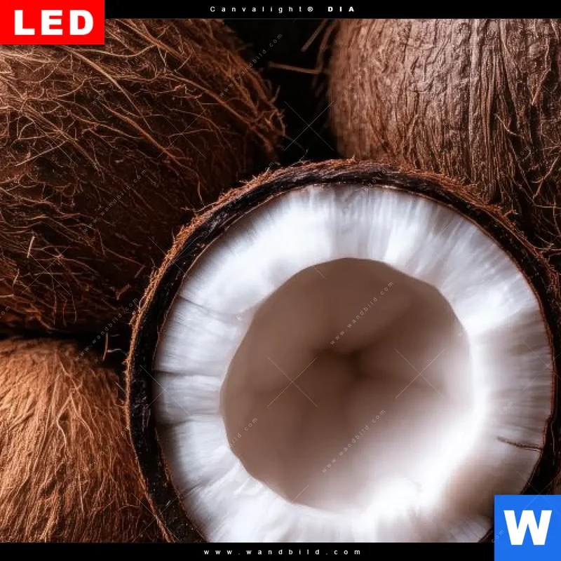 Leuchtbild Acrylglas Canvalight® DIA | Tropische Kokosnüsse – Exotischer Genuss | Hochformat