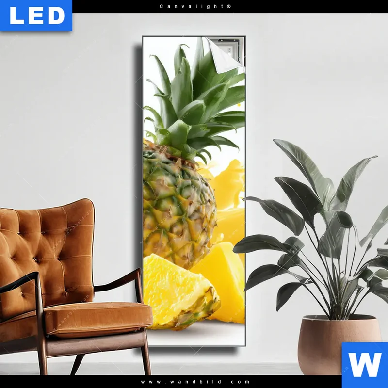 Canvalight® Leuchtbild | Tropische Frische - Ananas-Explosion | Schmal