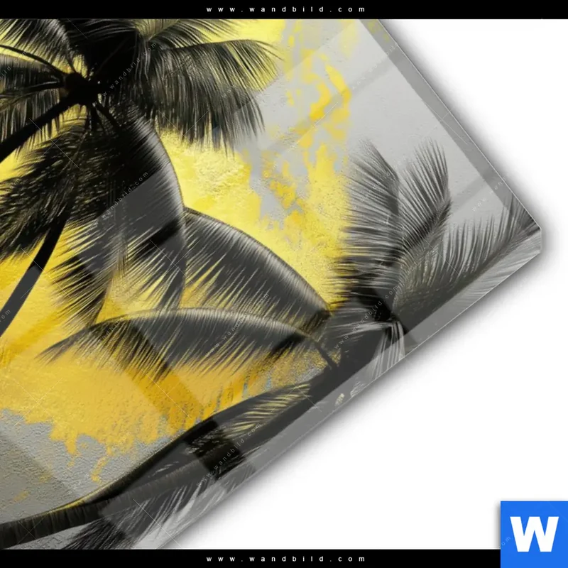 Acrylglasbild | Palmenparadies im Goldglanz | Hochformat