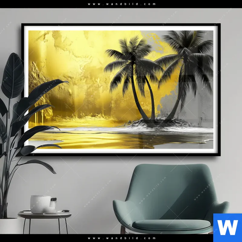 Poster | Palmenparadies im Goldglanz | Querformat