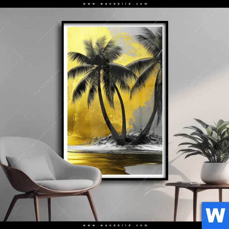 Poster | Palmenparadies im Goldglanz | Hochformat
