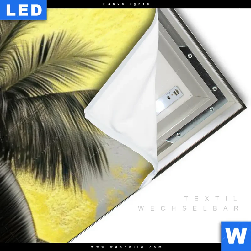 Canvalight® Leuchtbild | Palmenparadies im Goldglanz | Schmal