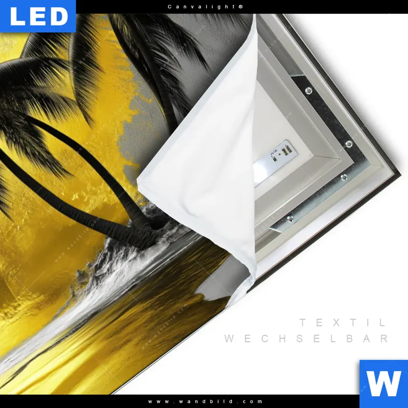 Canvalight® Leuchtbild | Palmenparadies im Goldglanz | Querformat