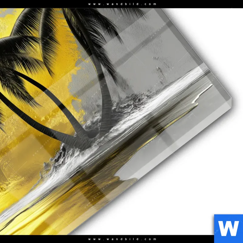 Acrylglasbild | Palmenparadies im Goldglanz | Rund