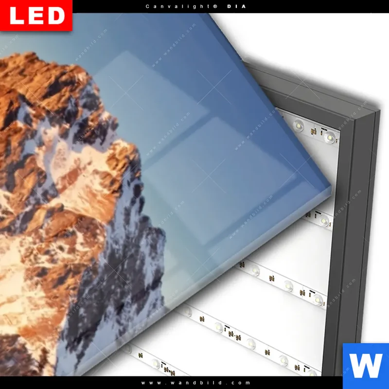 Wechselmotiv Acrylglas Canvalight® DIA | Gipfel über den Wolken | Schmal