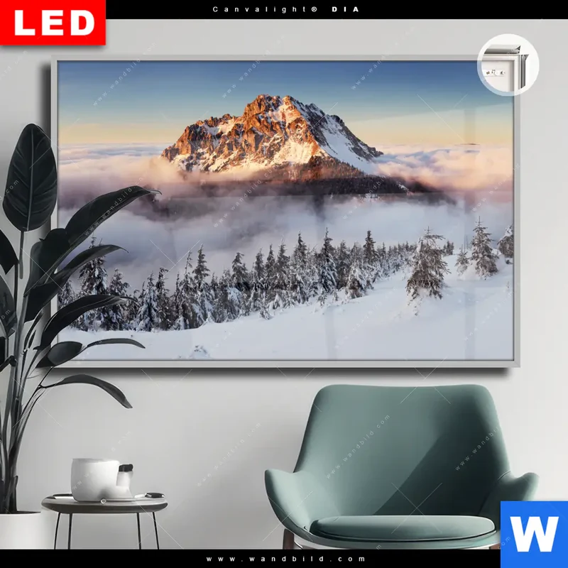 Leuchtbild Acrylglas Canvalight® DIA | Gipfel über den Wolken | Querformat