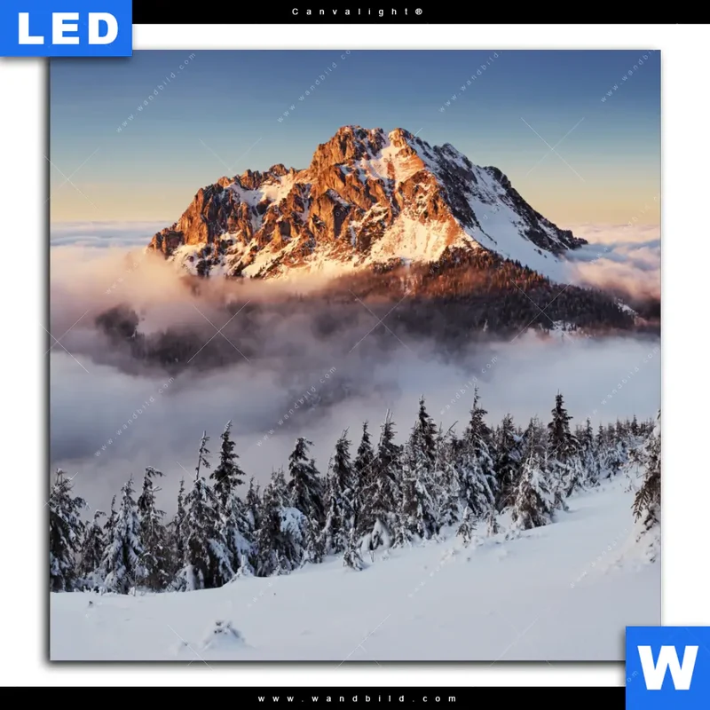Canvalight® Leuchtbild | Gipfel über den Wolken | Quadrat