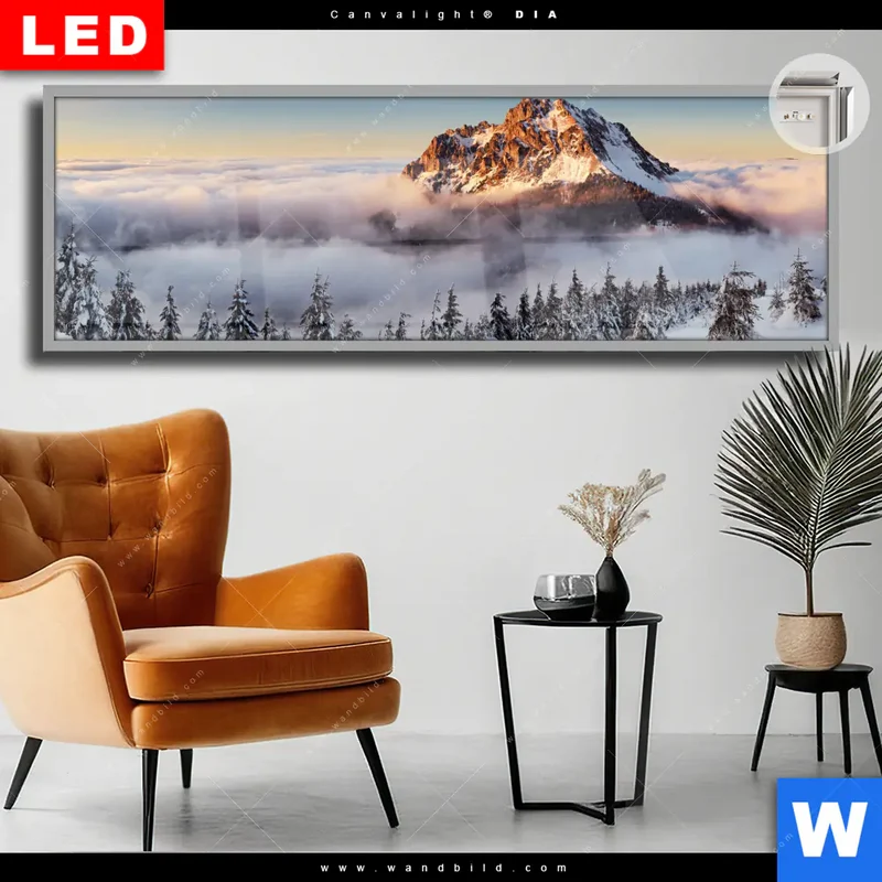 Leuchtbild Acrylglas Canvalight® DIA | Gipfel über den Wolken | Panorama