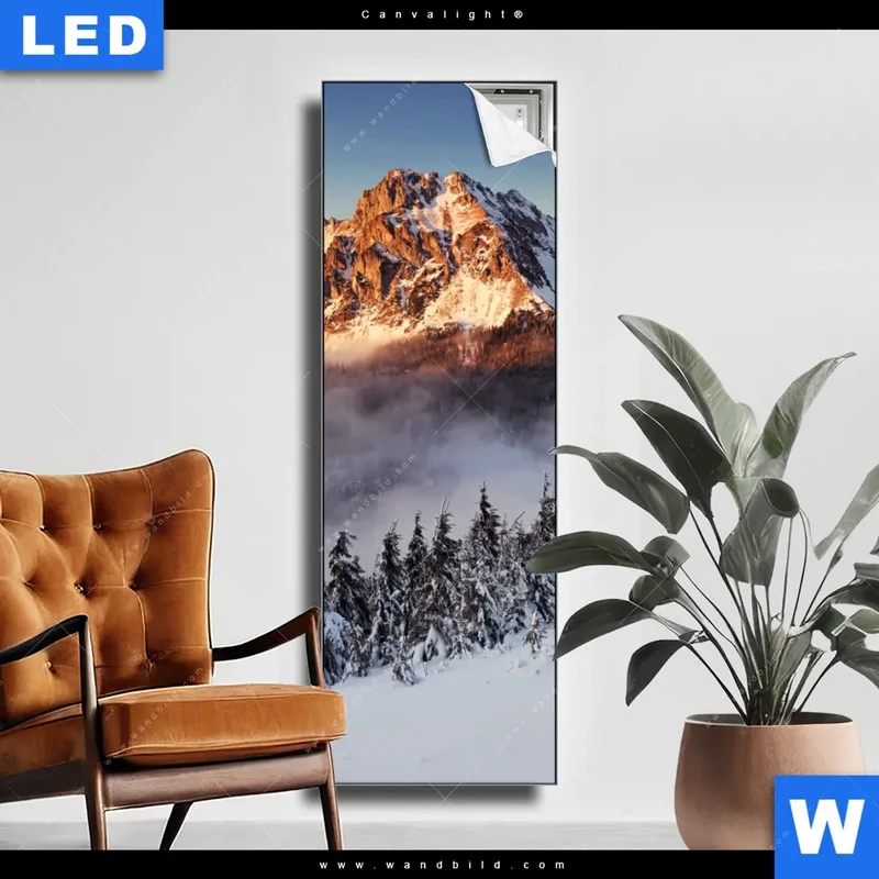 Canvalight® Leuchtbild | Gipfel über den Wolken | Schmal