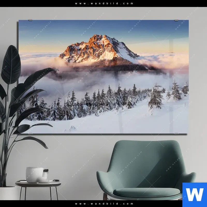 Acrylglasbild | Gipfel über den Wolken | Querformat