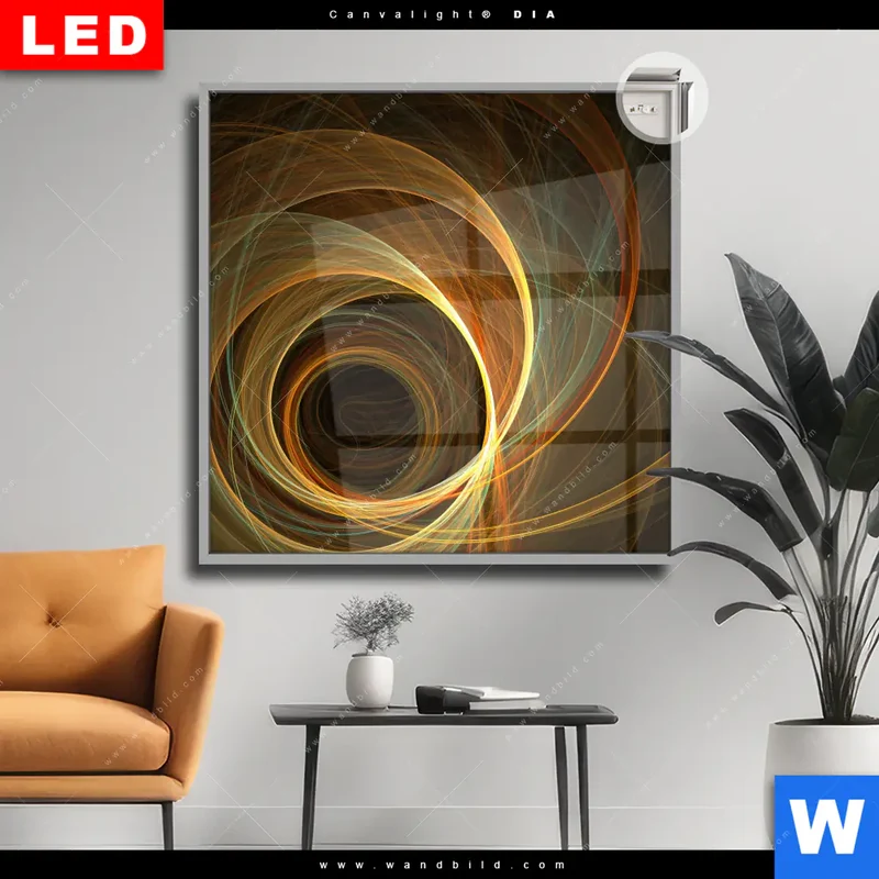 Leuchtbild Acrylglas Canvalight® DIA | Lichtmalerei - Strudel der Energie | Quadrat
