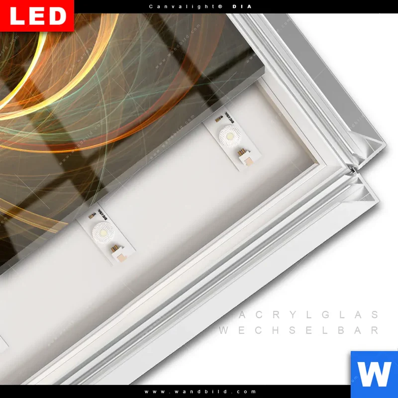 Leuchtbild Acrylglas Canvalight® DIA | Lichtmalerei - Strudel der Energie | Quadrat