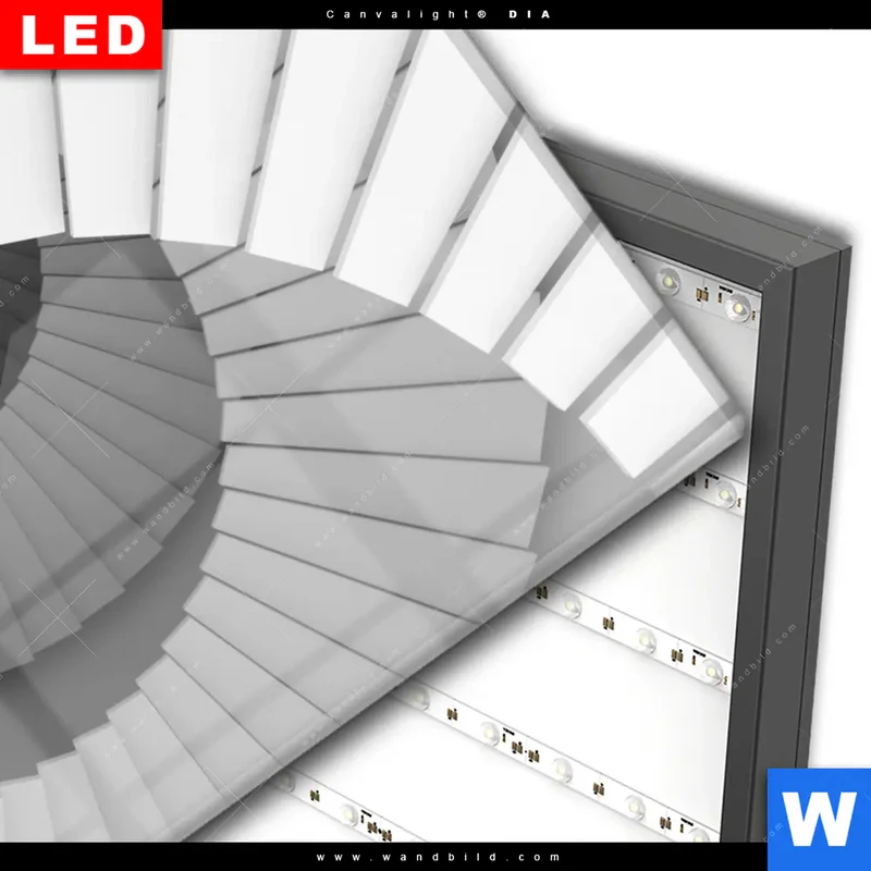 Wechselmotiv Acrylglas Canvalight® DIA | Spirale der Moderne | Hochformat