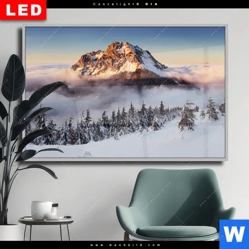 Wechselmotiv Acrylglas Canvalight® DIA | Gipfel über den Wolken | Querformat