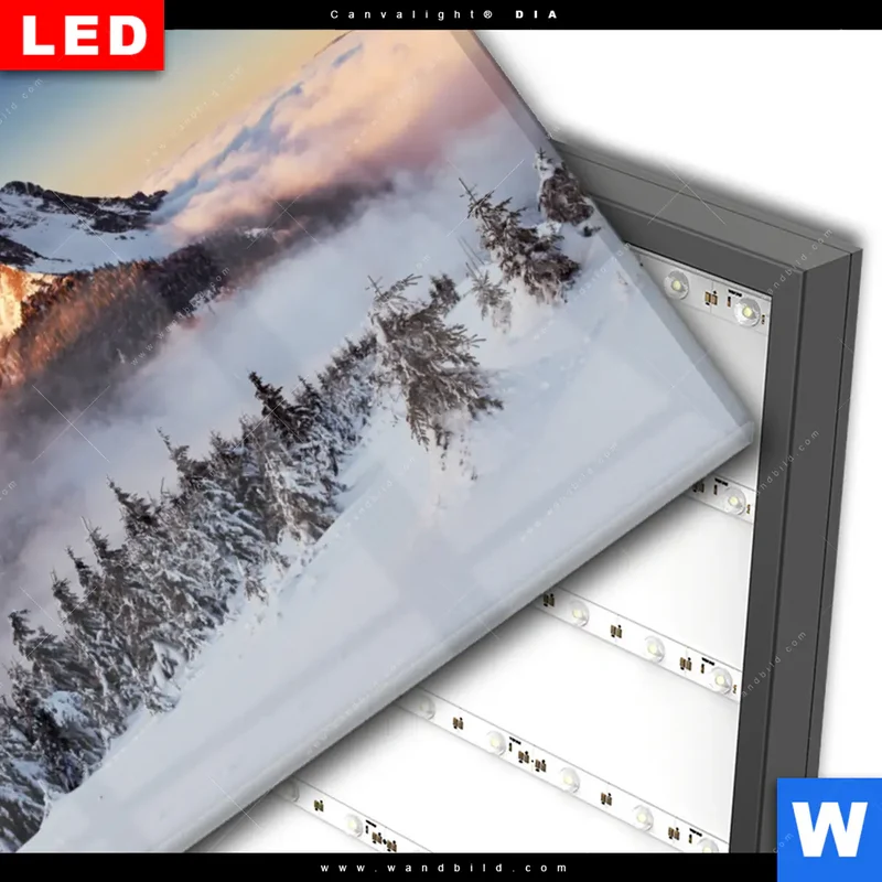 Wechselmotiv Acrylglas Canvalight® DIA | Gipfel über den Wolken | Querformat