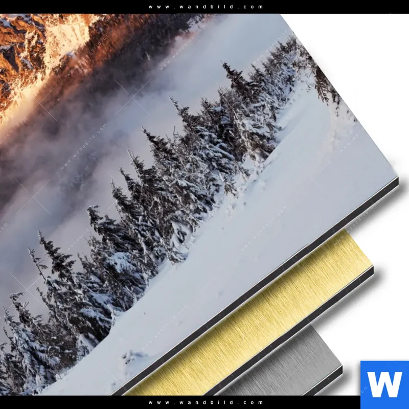 Aluminiumbild gebürstet | Gipfel über den Wolken | Rund
