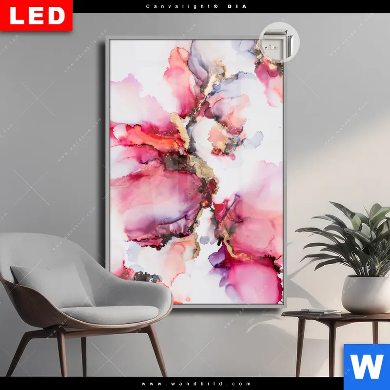 Leuchtbild Acrylglas Canvalight® DIA | Fluid Art - Blüten der Fantasie | Hochformat