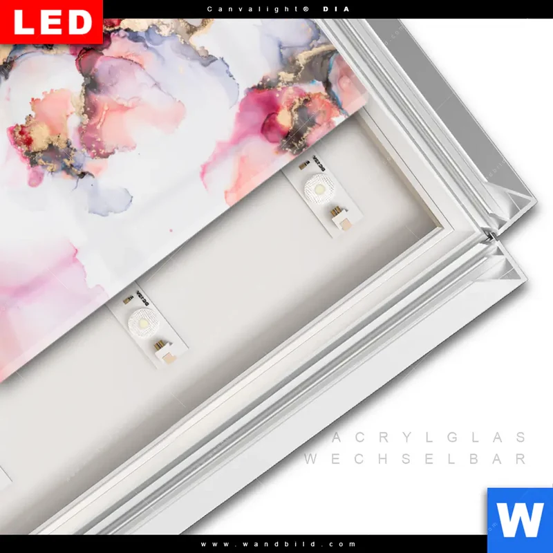 Leuchtbild Acrylglas Canvalight® DIA | Fluid Art - Blüten der Fantasie | Hochformat