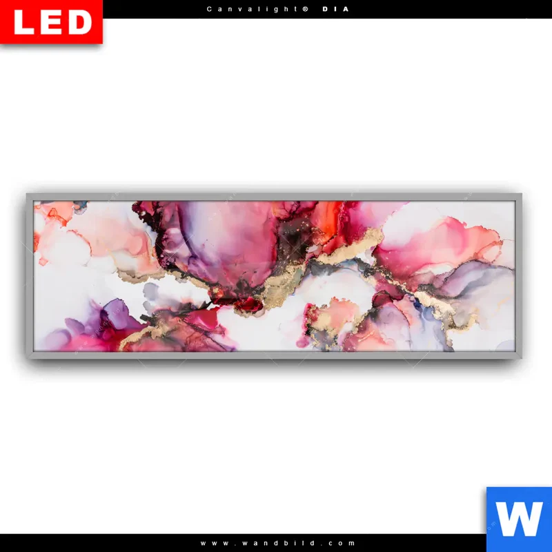 Leuchtbild Acrylglas Canvalight® DIA | Fluid Art - Blüten der Fantasie | Panorama