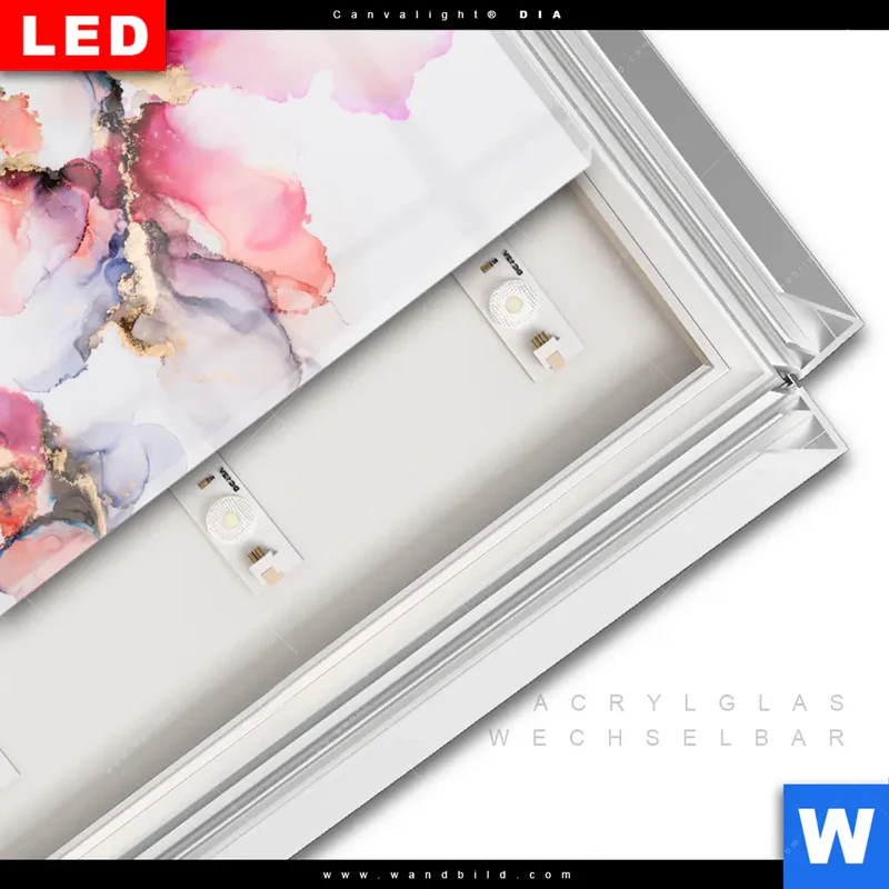 Leuchtbild Acrylglas Canvalight® DIA | Fluid Art - Blüten der Fantasie | Quadrat