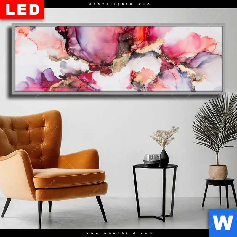 Wechselmotiv Acrylglas Canvalight® DIA | Fluid Art - Blüten der Fantasie | Panorama