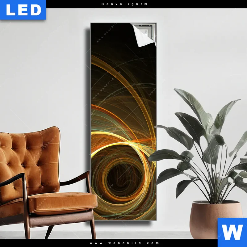 Canvalight® Leuchtbild | Lichtmalerei - Strudel der Energie | Schmal