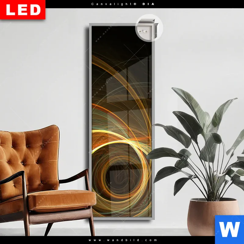 Leuchtbild Acrylglas Canvalight® DIA | Lichtmalerei - Strudel der Energie | Schmal