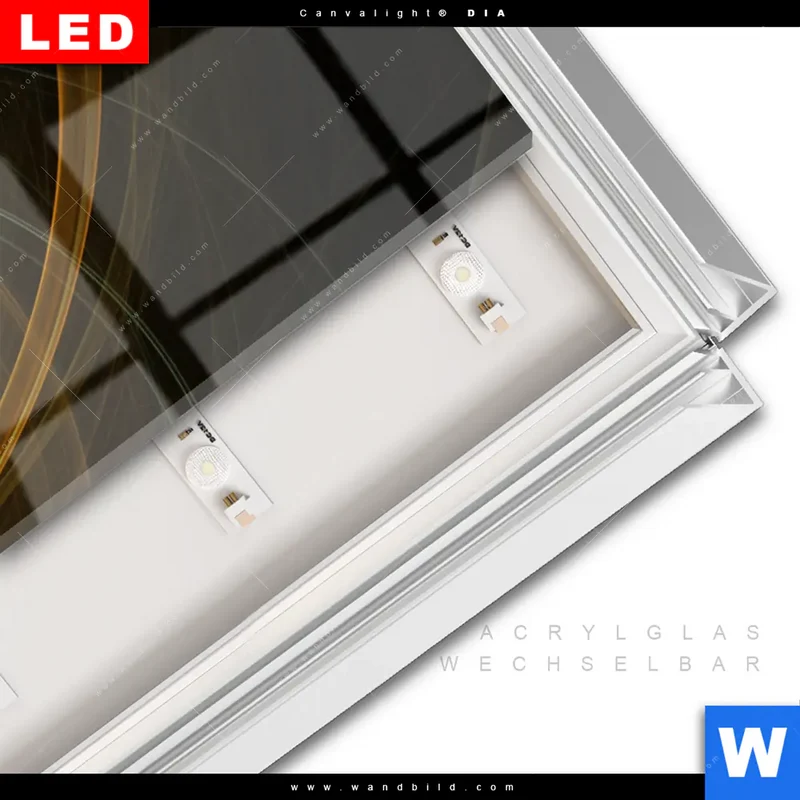 Leuchtbild Acrylglas Canvalight® DIA | Lichtmalerei - Strudel der Energie | Schmal