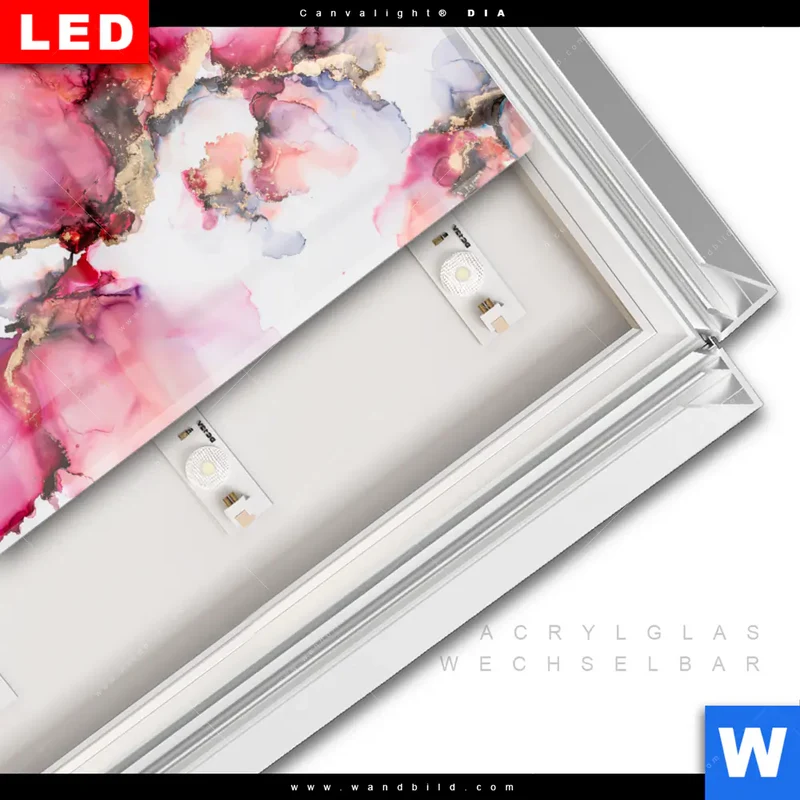 Leuchtbild Acrylglas Canvalight® DIA | Fluid Art - Blüten der Fantasie | Querformat