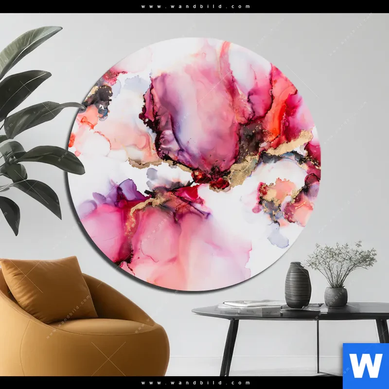 Aluminiumbild gebürstet | Fluid Art - Blüten der Fantasie | Rund