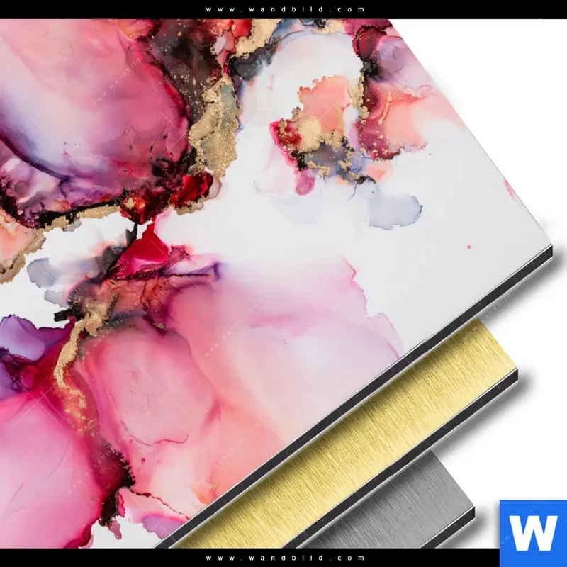 Aluminiumbild gebürstet | Fluid Art - Blüten der Fantasie | Rund