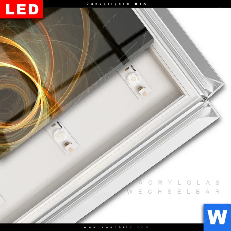 Leuchtbild Acrylglas Canvalight® DIA | Lichtmalerei - Strudel der Energie | Querformat