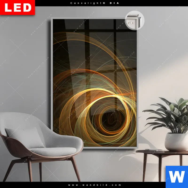 Leuchtbild Acrylglas Canvalight® DIA | Lichtmalerei - Strudel der Energie | Hochformat