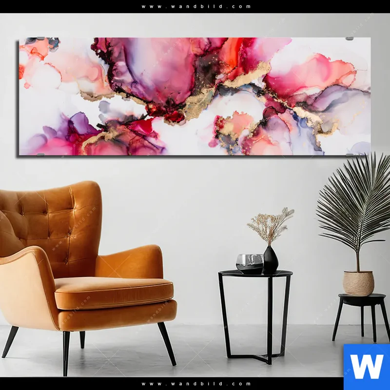 Aluminiumbild gebürstet | Fluid Art - Blüten der Fantasie | Panorama